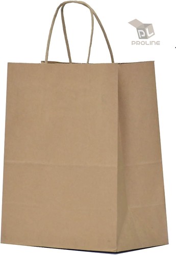 Paper Shopping Bags 250 Natural Kraft 10" x 5 x 13" Retail Merchandise Handles - Picture 1 of 7