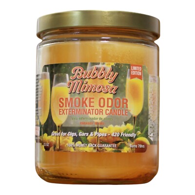 Smoke Odor Exterminator Bubbly Mimosa Long Burn Air Freshener Jar Candle - 13 Oz