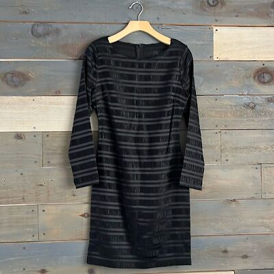 Gestuz Size 38, XS  Smocking Mini Satin Black Dress Long Sleeves NWOT