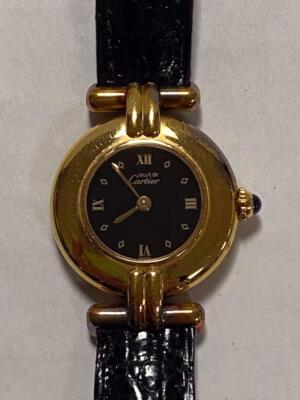 CARTIER VERMEIL MUST DE PLAQUE ORG 20M 925 24mm QUARTZ WATCH