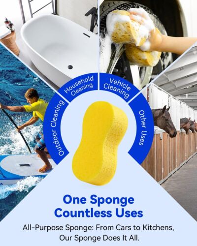 Car Wash Sponge Large All Purpose Sponges For Cleaning 2.4in Thick Foam Scrubber - Picture 6 of 7