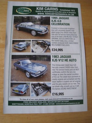 KIM CAIRNS OLDTIMER JAGUAR AUTO LAGERLISTE WERBUNG APRX A4 DATEI D