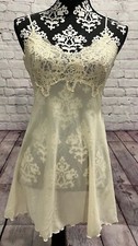 VTG 90 s Victoria s Secret Heart Label Beige Chiffon Floral Laced Night Dress S