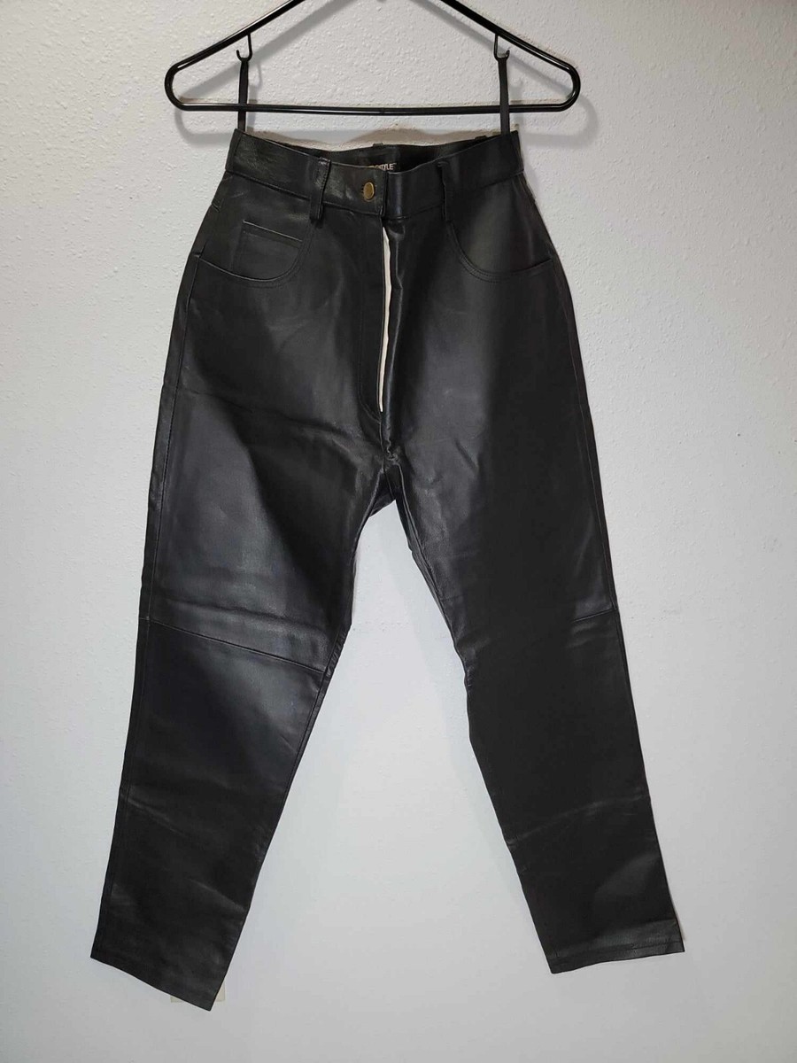 NWOT Womens Metrostyle 100%Leather Black 90s Pants Sz 10 Biker Timeless  Gorpcore - Main Image