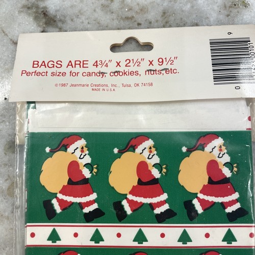 Vtg 1989 Christmas Jeanmarie 3 Poly-Lined Cookie Treat Candy Bakery Gift Bags - Picture 3 of 5