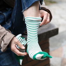 4 Paar Damen SPORTS Socken Gestreift Fünf Finger Zehen Freizeit Atmungsaktiv Gym