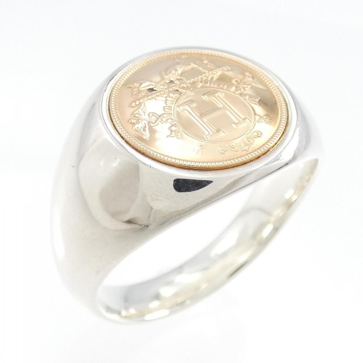 【HERMES】★Bague chevaliere Hermes Ex-Libris, petit modele HERMES】☆Bague chevaliere Hermes Ex-Libris, petit modele
