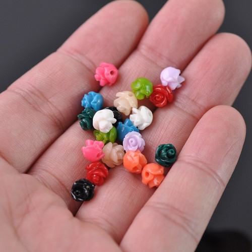 50pcs Mixed 6mm Flower Shape Artificial Coral Loose Beads For Jewelry Making - Picture 4 of 4
