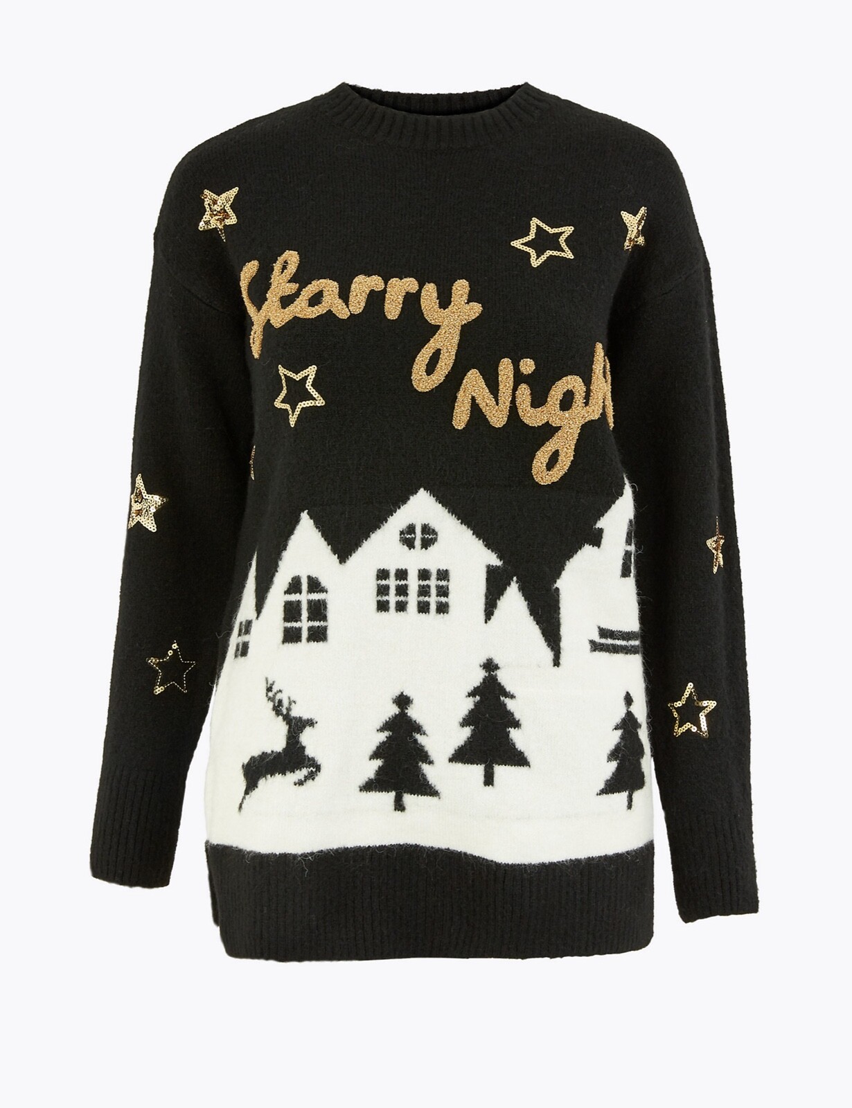 Mu0026S COLLECTION Novelty Starry Night Christmas Jumper | eBay