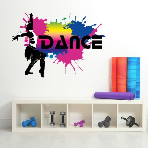 Adesivo murale dance - macchie di colore colorate con ballerina wall stickers per studio di danza - Foto 1 di 5