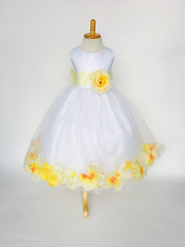 White Tulle Rose Petal Dress Easter Birthday Spring Summer Pageant Satin #24 - Picture 114 of 177