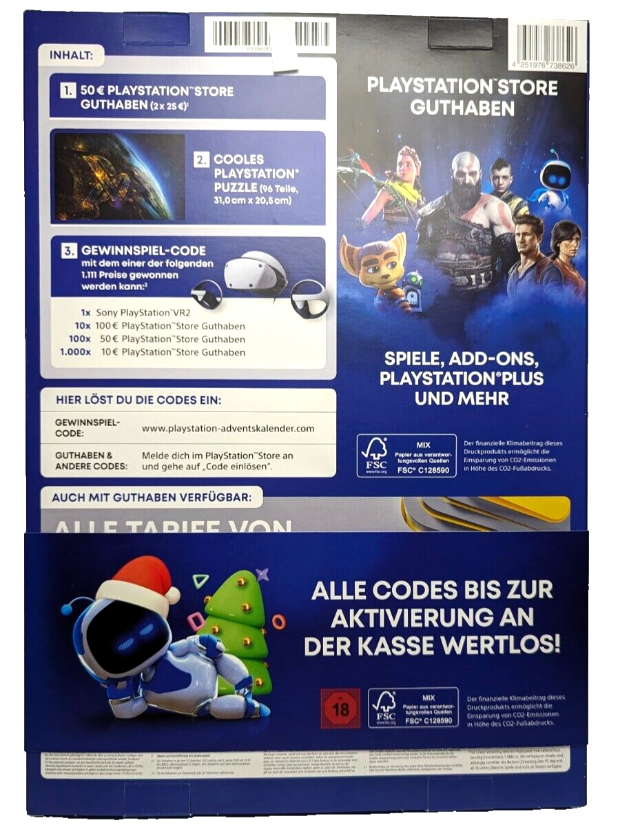 SONY ADVENTSKALENDER 2023 50 € Guthaben Playstation Puzzle Playstation Store NEU eBay