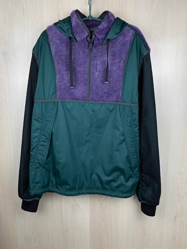 BWT Lanvin Runway Shearling Panel Windbreaker Green Jacket Mens Size 54 - Picture 2 of 8