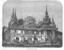 A Buddhist Temple in Siam  -  1872 Historical Print
