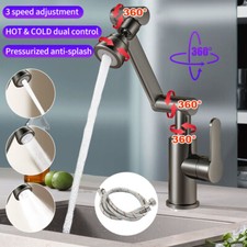 360 Degree Swivel Sink Faucet Hot Cold Water Mixer Tap For Kitchen Bathroom