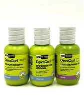 DevaCurl No-Poo Original Zero Lather Cleanser,Rich Cream Conditioner & Gel 3 oz
