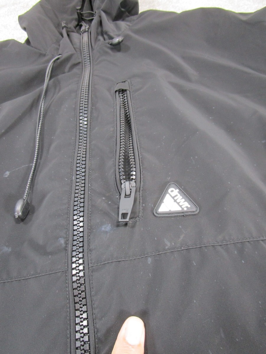 Zara Jacket Mens Medium Soft Shell Hooded Black Windbreaker