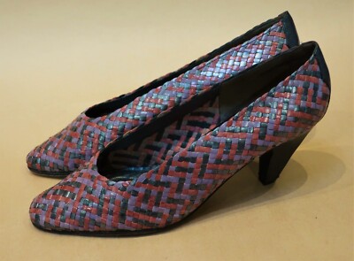 '80s VENDOME ROUCHON LEATHER HEELS, SIZE 9 WITH BOX