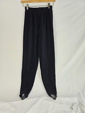 VTG Crushed Velvet Ribbed Pants Womens Size Small Black Stirrup Pants 80s 90s
