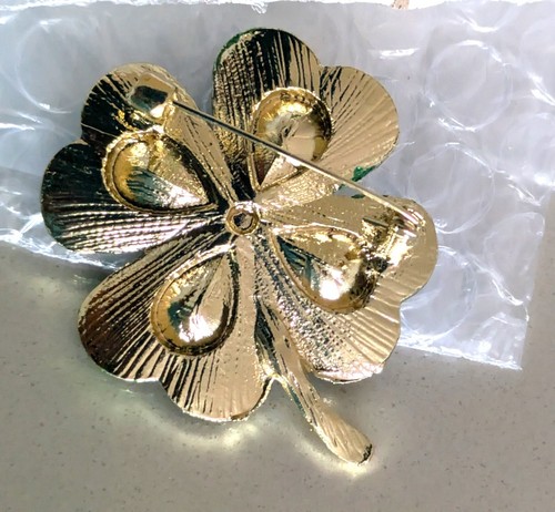 St. Patrick's Day Four leaf clover brooch - 4 variations of Art deco Style Pin - Picture 26 of 27