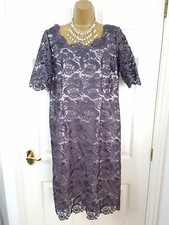 JACQUES VERT ~ UK 14 Lace Dress Mauve Wedding Guest Mother of the Bride Occasion