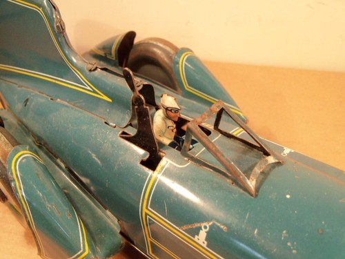 SUPERB TINPLATE CLOCKWORK GUNTHERMANN "BLUE BIRD" LAND SPEED RECORD CAR (1930's) - Picture 13 of 18