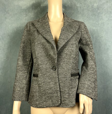 Vintage Max Mara Tweed Blazer Women Sz 42 Marled Brown Single Button Virgin Wool