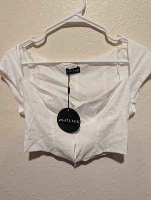 Nwt White Fox Boutique Spring Fling Bustier White Size S FLAW Read Description 