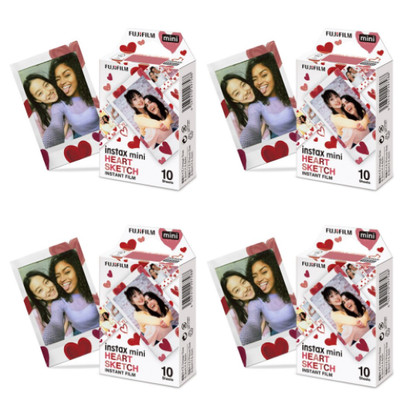 4 x Fujifilm instax mini Heart Sketch Instant Film 10 Aufnahmen ! MDH 01/2027