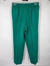 Vintage Alfred Dunner Green Pull On Pants Size 10 Elastic Waist Made in USA