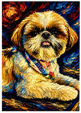 CUTE SHIH TZU DOG * Fun Novelty * JUST DOGS * Illustrated Art Card * ATC ACEO
