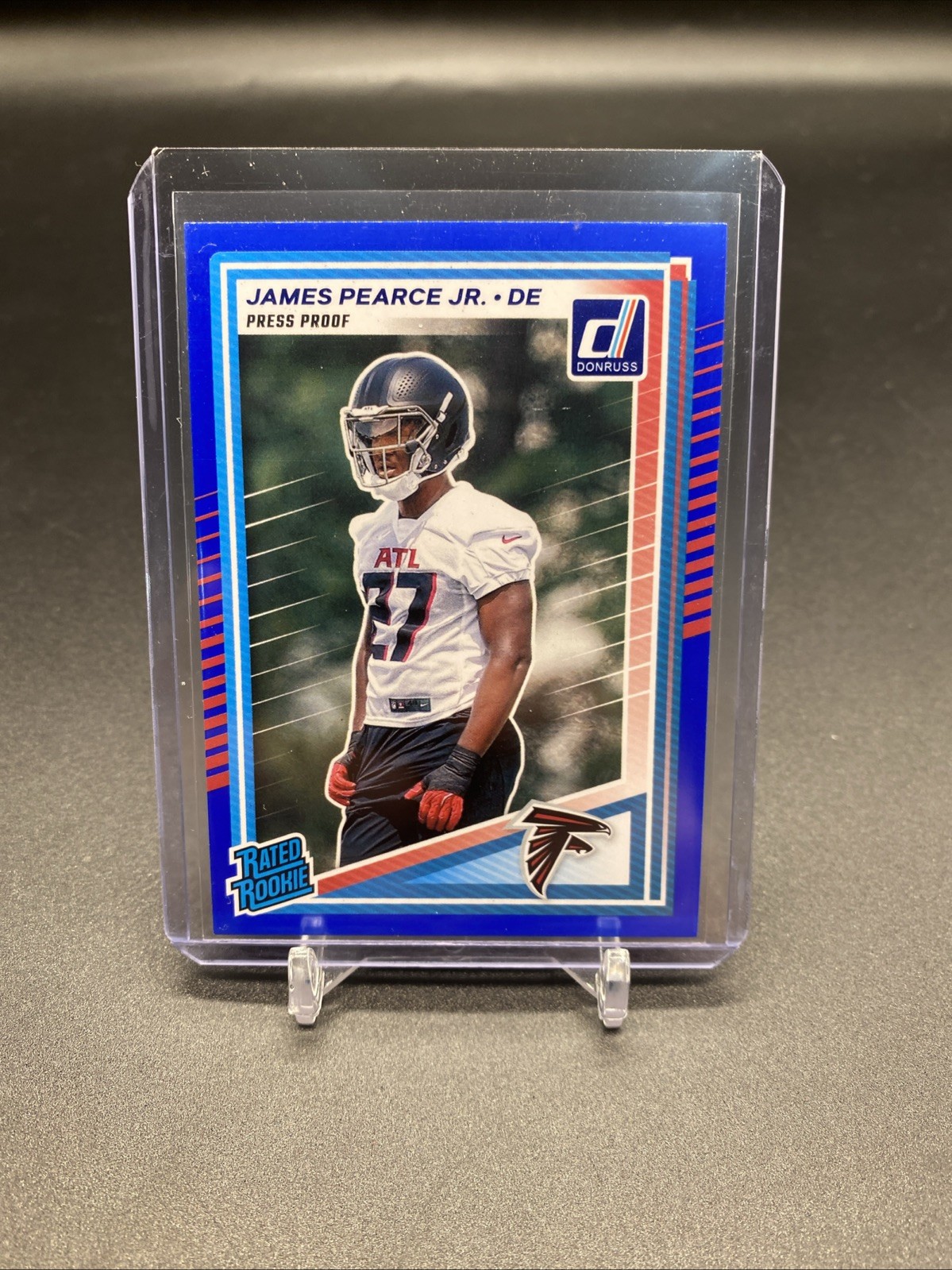 2025 Panini Donruss Football James Pearce Jr Blue Press Proof Rated Rookie #363