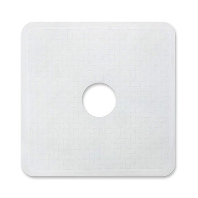 Templeton Home Square Shower Stall Mat, Center Cut Hole, Non Slip Texture, Sucti