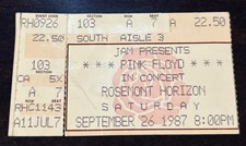 1987 PINK FLOYD BIGLIETTO CONCERTO STUB, 26 SETTEMBRE 1987 ROSEMONT HARIZON IL
