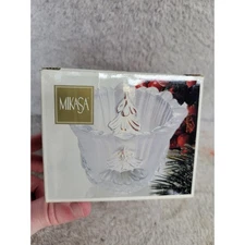 Mikasa Frosted Glass Christmas Tree Votive Candle Holder Holder Bowl