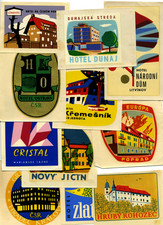 Label Lot Of 10+ Old CZECH Hotel Luggage Labels, 1950's & 1960's