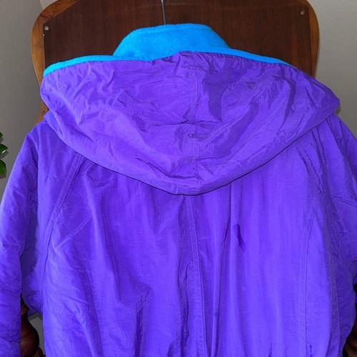 Vintage 80s Andy Johns Women's Puffy SKI Jacket Coat XL Color Block Neon - Picture 8 of 14