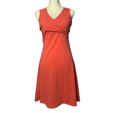 Prana Faux Wrap Front Jersey Knit Athletic Dress In Coral Peach Women's Size S