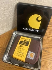 Carhartt Nylon Duck Bifold Wallet Deep Wine RED RFID Blocking Water Repellent