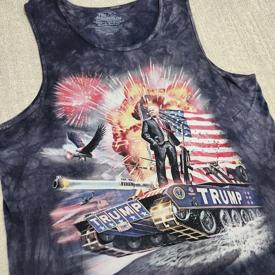 Camisa Donald Trump Hombres Grande La Montaña Camiseta sin Mangas Bandera de Estados Unidos Hacer América Grande Foto 2 de 4