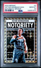 2024-25 Panini Mosaic Victor Wembanyama Notoriety Bronze #3 PSA 10 /75 POP 10