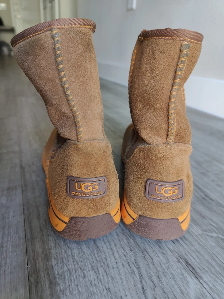 UGG Waterproof Boots Size 3 Kids Youth Brown Winter Snow Leather - Image 2 of 4