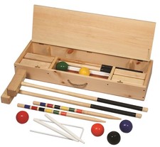Official 6 Player 36" CROQUET SET Maple with Hardwood Travel Case Amish USA