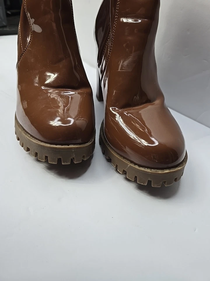 Top Moda Botas Mujer 9 Marrón Leslie Charol Tacón Alto Botines Foto 4 de 4