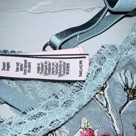 Victoria's Secret Dream Angels 34C Lace Underwire Bra Blue Pink Floral Bow