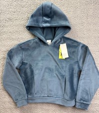 All In Motion Hoodie Sweatshirt Girls Youth Large 10/12 Blue Velour Pullover