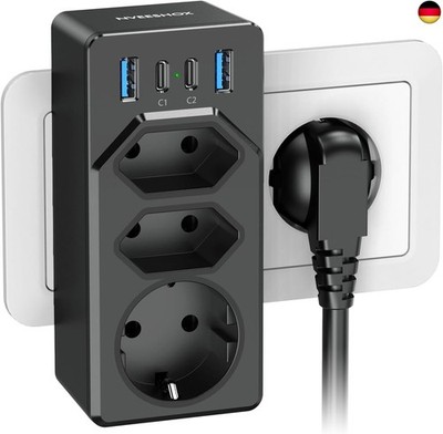 NVEESHOX 7-in-1 Multiple Socket with 4 USB, Socket Adapter (4000 W, 16 A)