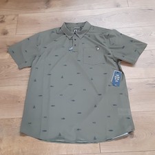 Mens Salty Crew Button Front Olive Shirt Large Technical Woven Vented New