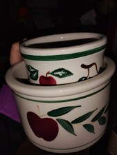 Crock Shop Santa Ana California Apple & Ivy Pattern Utensil Crock; Made in USA