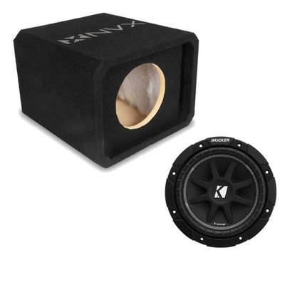 NVX NE81P Single 8'' Slot Ported 3/4'' MDF Subwoofer Enclosure w/ Comp Subwoofer
